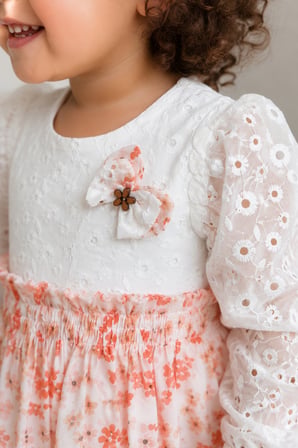Çiçekli Kız Bebek Çocuk Elbise Mevsimlik Bayramlık 13822