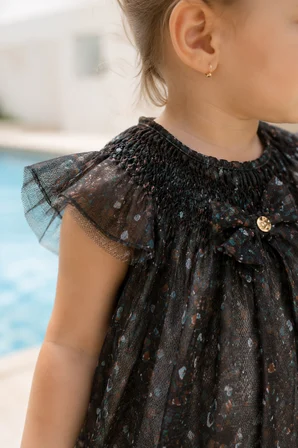 Kız Bebek Çocuk Tül Etekli Bayramlık Elbise 13630