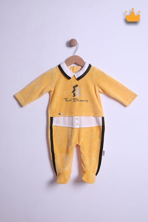 Babydola Erkek Bebek Patikli Kadife Tulum Yenidoğan Hastane Çıkışı Bebek Hediyesi 14112