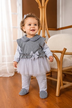Özel Tasarım Kız Bebek Etekli Tulum Quenn Collection Yenidoğan Bebek Hediyesi 14030