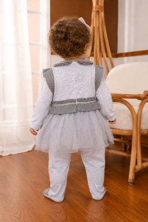 Özel Tasarım Kız Bebek Etekli Tulum Quenn Collection Yenidoğan Bebek Hediyesi 14030