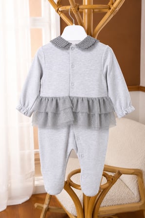 Özel Tasarım Kız Bebek Etekli Tulum Çiçek Nakışlı Quenn Collection Yenidoğan Bebek Hediyesi 14031