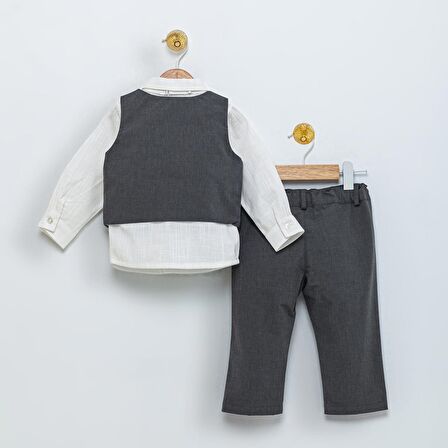 Babydola 1-5 Yaş Papyon Yelek Gömlek Pantolon Bayramlık Çocuk Takım Elbise 4'lü Set 15054