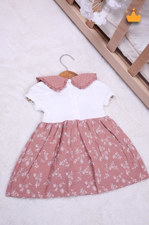 Kız Bebek Çocuk Elbise %100 Pamuk Müslin Bayramlık 15220