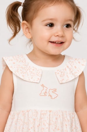 Kız Bebek Müslin Sıfır Kol Yazlık Elbise 15234
