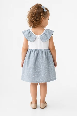 Kız Bebek Müslin Sıfır Kol Yazlık Elbise 15234