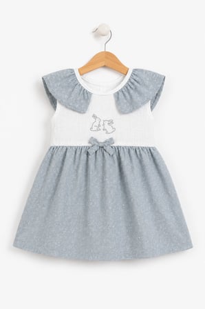 Kız Bebek Müslin Sıfır Kol Yazlık Elbise 15234
