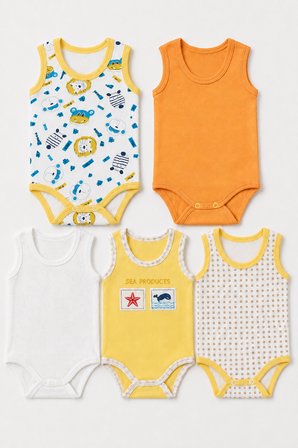5'li Atlet Kol Çıtçıtlı Badi Mix Set