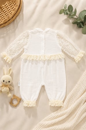 Premium Kalite Dantel Detaylı Yenidoğan Kız Bebek Kutulu Hediyelik Hastane Çıkışı 10lu Set 15492