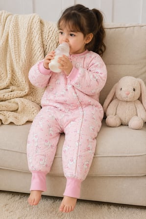 2.5 Tog Yorgan Gerektirmeyen Kalın Elyaf Dolgulu Çocuk Uyku Tulumu Pamuk Astarlı Unisex 6020