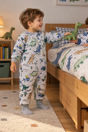 2.5 Tog Yorgan Gerektirmeyen Kalın Elyaf Dolgulu Çocuk Uyku Tulumu Pamuk Astarlı Unisex 6020