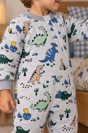 2.5 Tog Yorgan Gerektirmeyen Kalın Elyaf Dolgulu Çocuk Uyku Tulumu Pamuk Astarlı Unisex 6020