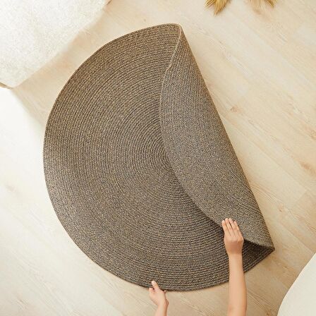 Ocean Home Siyah Kırçıllı Jüt Halı Kilim 120 cm çap