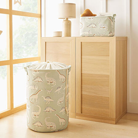 Ocean Home Textile 2'li Çocuk Odası Dinozor Sepet Set 1 Adet 30 x 21 x 18 / 36 x 50 cm