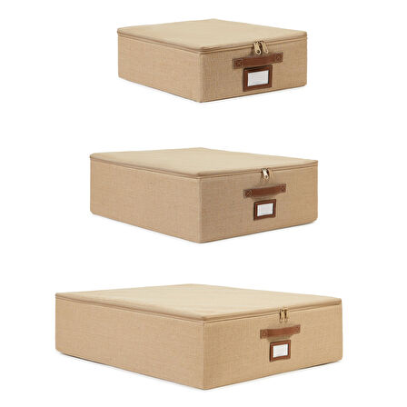 Ocean Home Textile 3'lü Jüt Destekli Hurç Set 31 x 38 x 12 + 45 x 55 x 18 + 55 x 70 x 18 cm