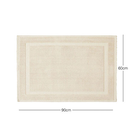 Ocean Home Textile Yıkanabilir Pamuklu Ekru Renk Banyo Paspası 60 x 90 cm