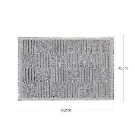 Ocean Home Textile Yıkanabilir Pamuklu Gri Renk Dama Desen Banyo Paspası 40 x 60 cm