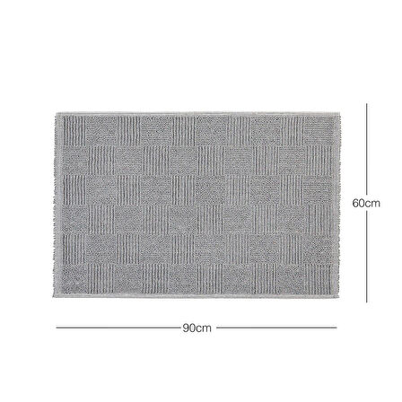 Ocean Home Textile Yıkanabilir Pamuklu Gri Renk Dama Desen Banyo Paspası 60 x 90 cm