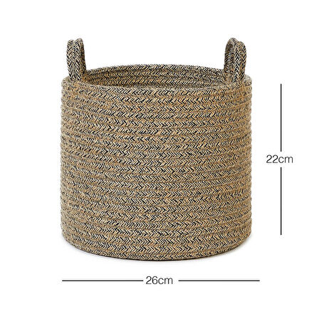 Ocean Home Textile Siyah Kırçıllı Jüt Halat Sepet 26 x 22 cm