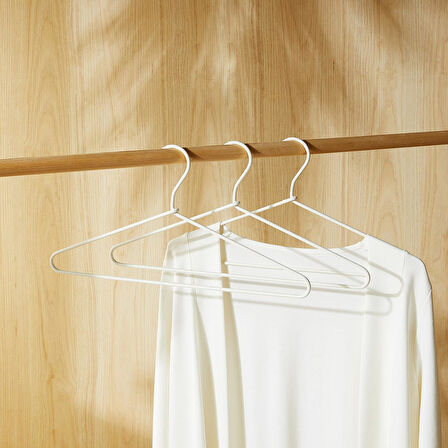 Ocean Home Textile 3'lü Ekru Renk Kumaş Kaplı Metal Giysi Askısı 21.5 x 42 x 0.5 cm