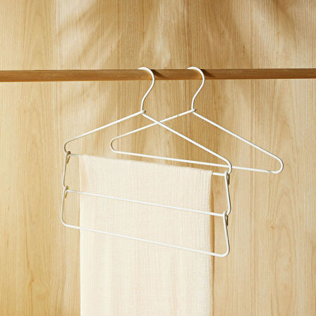 Ocean Home Textile 3 Katlı Ekru Renk Kumaş Kaplı Metal Giysi Askısı 42 x 41 x 0.5 cm