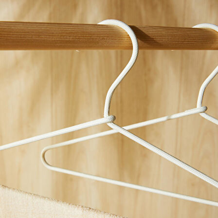 Ocean Home Textile 3 Katlı Ekru Renk Kumaş Kaplı Metal Giysi Askısı 42 x 41 x 0.5 cm