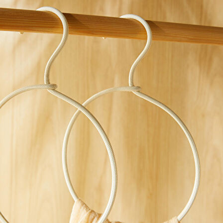 Ocean Home Textile 2'li Halka Ekru Renk Kumaş Kaplı Metal Aksesuar Askısı 24.5 x 16 x 0.5 cm