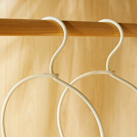 Ocean Home Textile 2'li Halka Ekru Renk Kumaş Kaplı Metal Aksesuar Askısı 24.5 x 16 x 0.5 cm