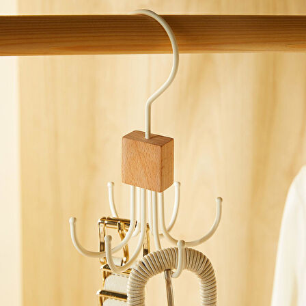 Ocean Home Textile 6 Kancalı Mat Beyaz Renk Kauçuk Kaplamalı Metal Çok Amaçlı Askı 14 x 7 cm