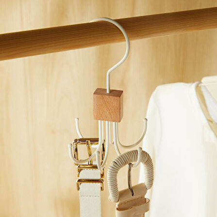 Ocean Home Textile 6 Kancalı Mat Beyaz Renk Kauçuk Kaplamalı Metal Çok Amaçlı Askı 14 x 7 cm