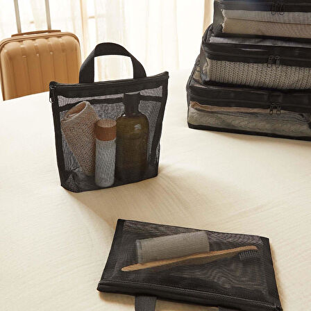 Ocean Home Textile 6'lı Siyah Renk File Bavul İçi Düzenleyici Set