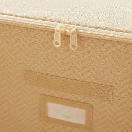 Ocean Home Textile 3'lü Bej Balıksırtı Destekli Kutu Hurç Set 48 x 40 x 30 cm