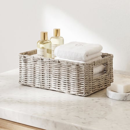 Ocean Home Textile Yıkanabilir Gri PP Rattan Sepet 39 x 29 x 13 cm