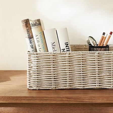 Ocean Home Textile Yıkanabilir Gri PP Rattan Sepet 39 x 29 x 13 cm