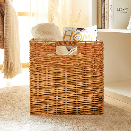 Ocean Home Textile Yıkanabilir Bej PP Rattan Sepet 33 x 33 x 33 cm