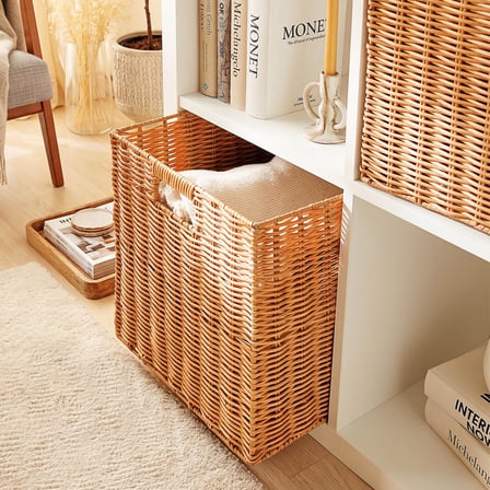 Ocean Home Textile Yıkanabilir Bej PP Rattan Sepet 33 x 33 x 33 cm