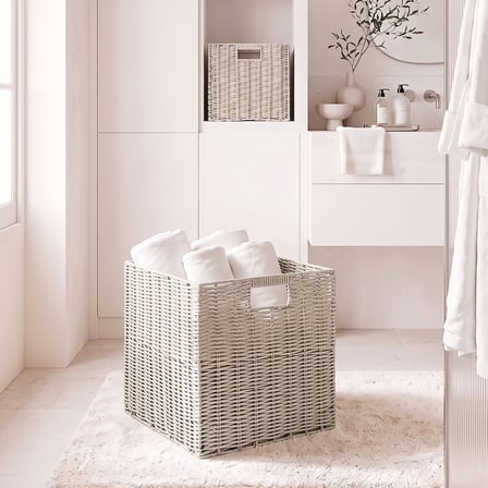 Ocean Home Textile Yıkanabilir Gri PP Rattan Sepet 33 x 33 x 33 cm