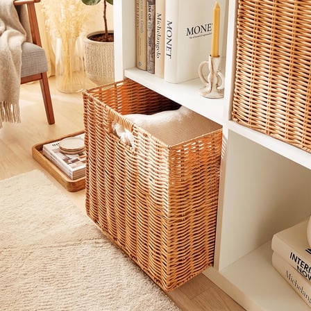 Ocean Home Textile 2'li Yıkanabilir Bej PP Rattan Sepet Set 33 x 33 x 33 cm