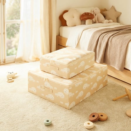 Ocean Home Textile 2'li Çocuk Odası Sevimli Balina Destekli Kutu Hurç Set 31 x 38 x 12 + 45 x 55 x 18 cm