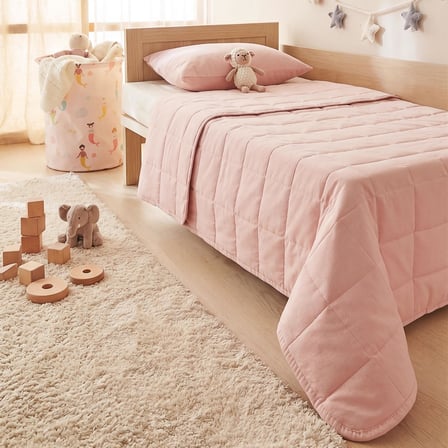 Ocean Home Textile %100 Pamuk Kumaş Kapitoneli Pembe Çok Amaçlı Bebek Yatak Örtüsü Seti 1 Adet 100 x 150 / 1 Adet 37 x 47 cm