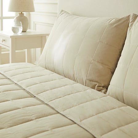Ocean Home Textile %100 Pamuk Kumaş Kapitoneli Bej Çok Amaçlı Çift Kişilik Yatak Örtüsü Seti 1 Adet 250 x 230 / 2 Adet 50 x 70 cm