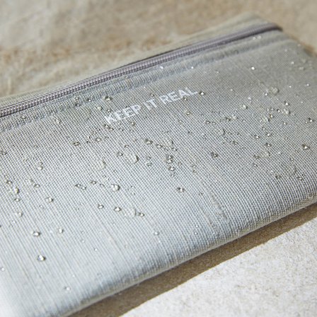 Ocean Home Textile Termal Astarlı Su İtici Leke Tutmaz Gri Renk Jüt Keten Makyaj İlaç Çantası 22 x 14 cm