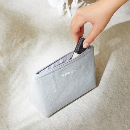 Ocean Home Textile 2'li Termal Astarlı Su İtici Leke Tutmaz Gri Renk Jüt Keten Makyaj İlaç Çantası Seti 19 x 13 x 7 / 20 x 21 x 11 cm