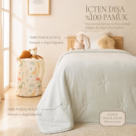 Ocean Home Textile %100 Pamuk Penye Mavi Yıldız Nakışlı Bebek Çok Amaçlı Örtü 90 x 120 cm