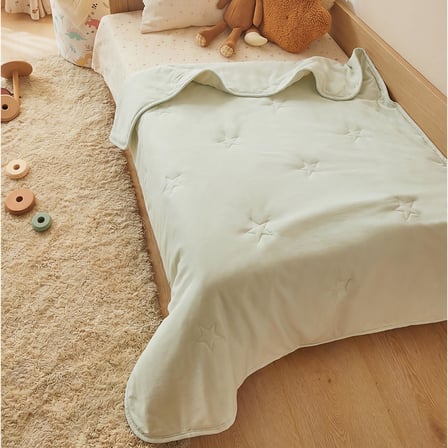 Ocean Home Textile %100 Pamuk Penye Mavi Yıldız Nakışlı Bebek Çok Amaçlı Örtü 90 x 120 cm