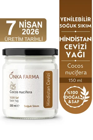 Onka Farma Hindistan Cevizi Yağ - Gıdaya Uygun Soğuk Sıkım Hindistan Cevizi Yağı - 150 ml