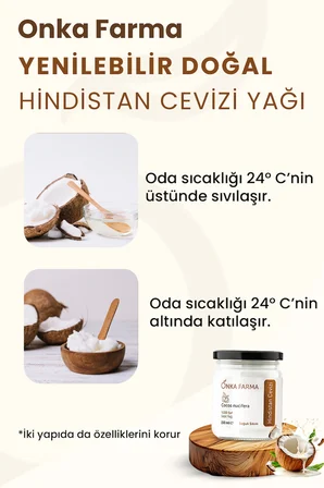Onka Farma Hindistan Cevizi Yağ - Gıdaya Uygun Soğuk Sıkım Hindistan Cevizi Yağı - 150 ml