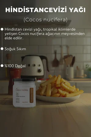 Onka Farma Hindistan Cevizi Yağ - Gıdaya Uygun Soğuk Sıkım Hindistan Cevizi Yağı - 150 ml