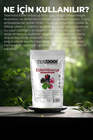 TEAMOOD Elder Hibiscus Çayı - Hibiskus Karamürver Bitki Çayı - 50 gr