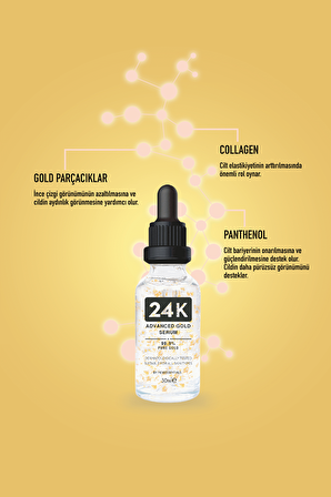 24K Altın Parçacıklı Kolajen Artırıcı Yüz Bakım Serumu 30 ml